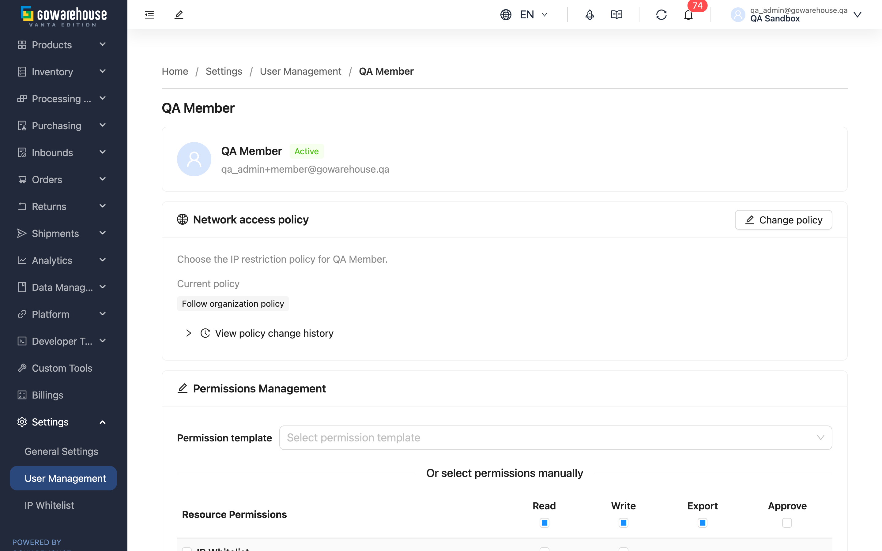 Edit User - Overview