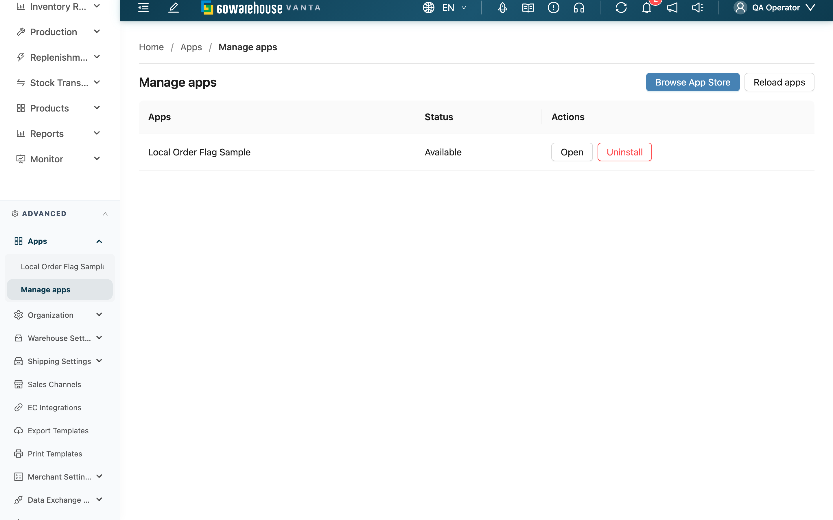Apps - Page overview