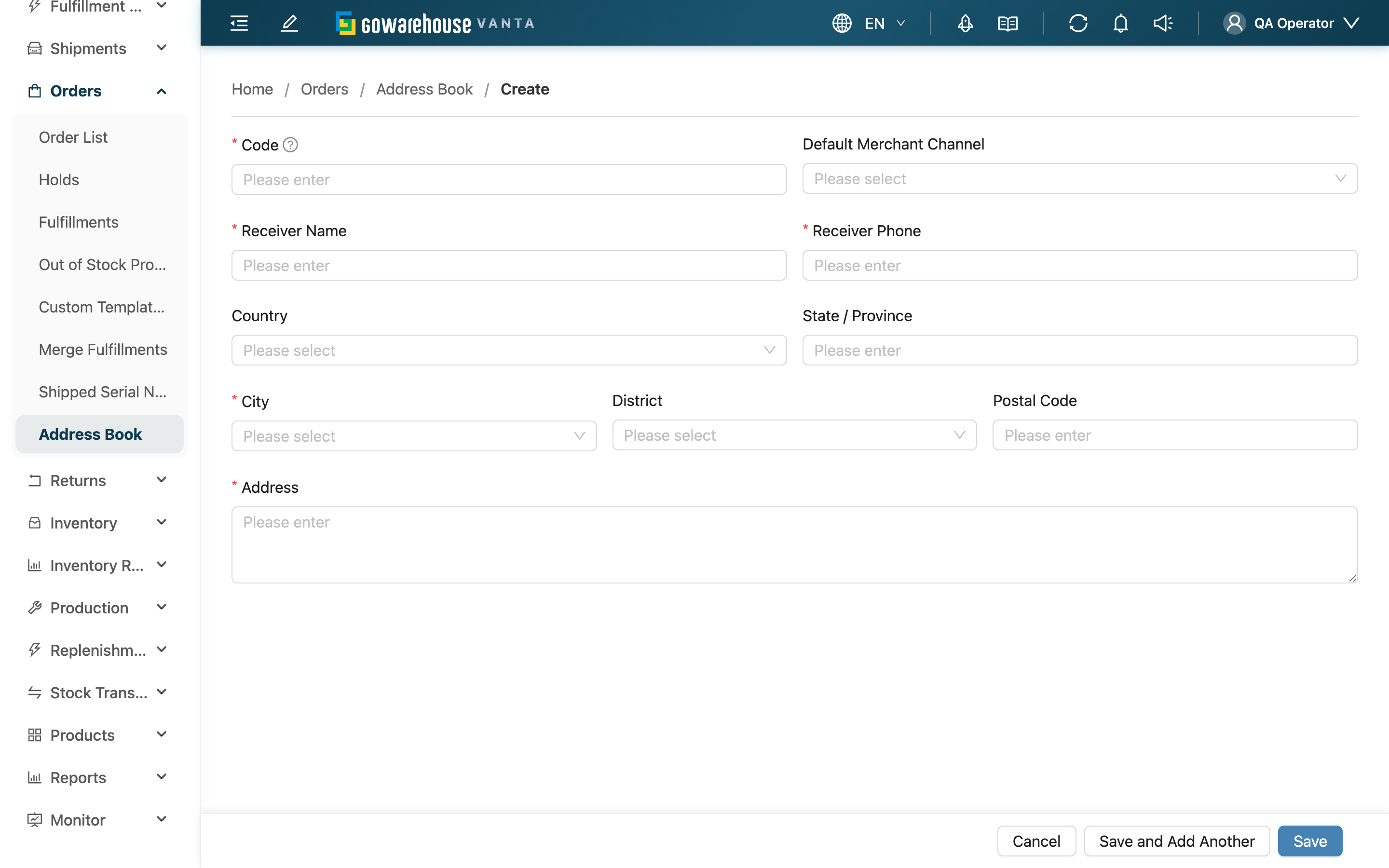 New Address - Page overview
