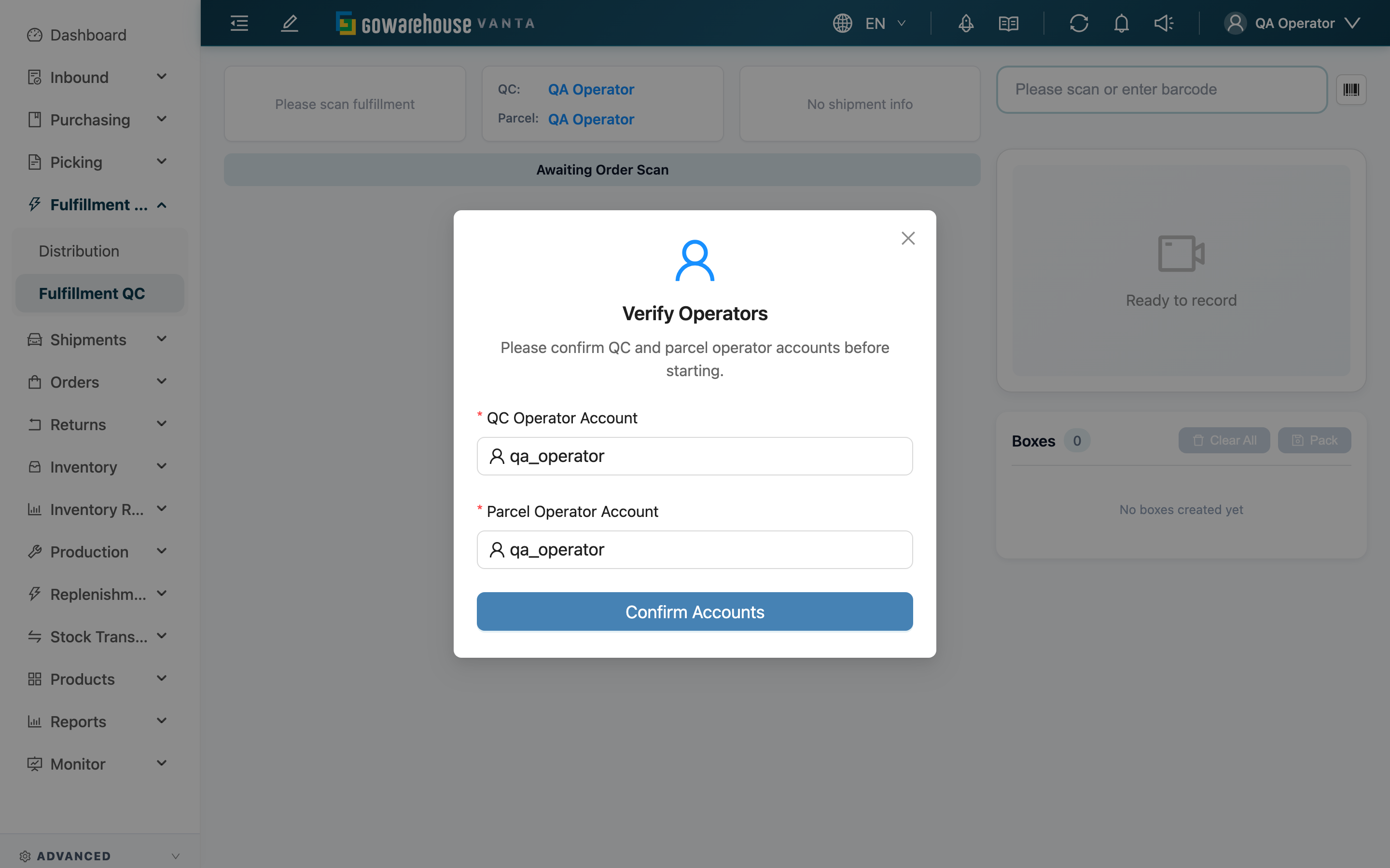 Fulfillment QC - Verify operators