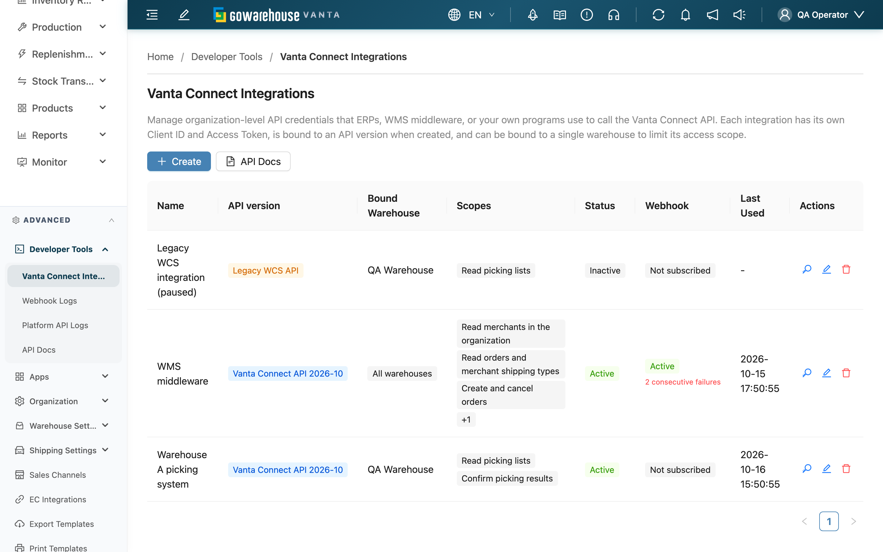 Vanta Connect Integrations - Page overview