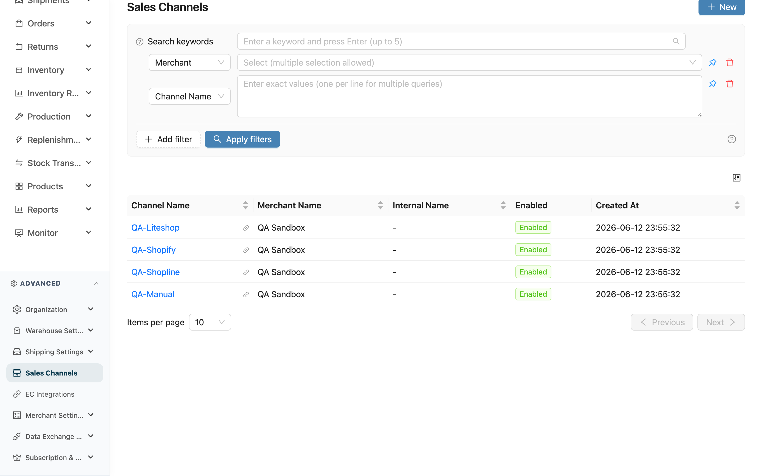 Sales Channels - Page Overview