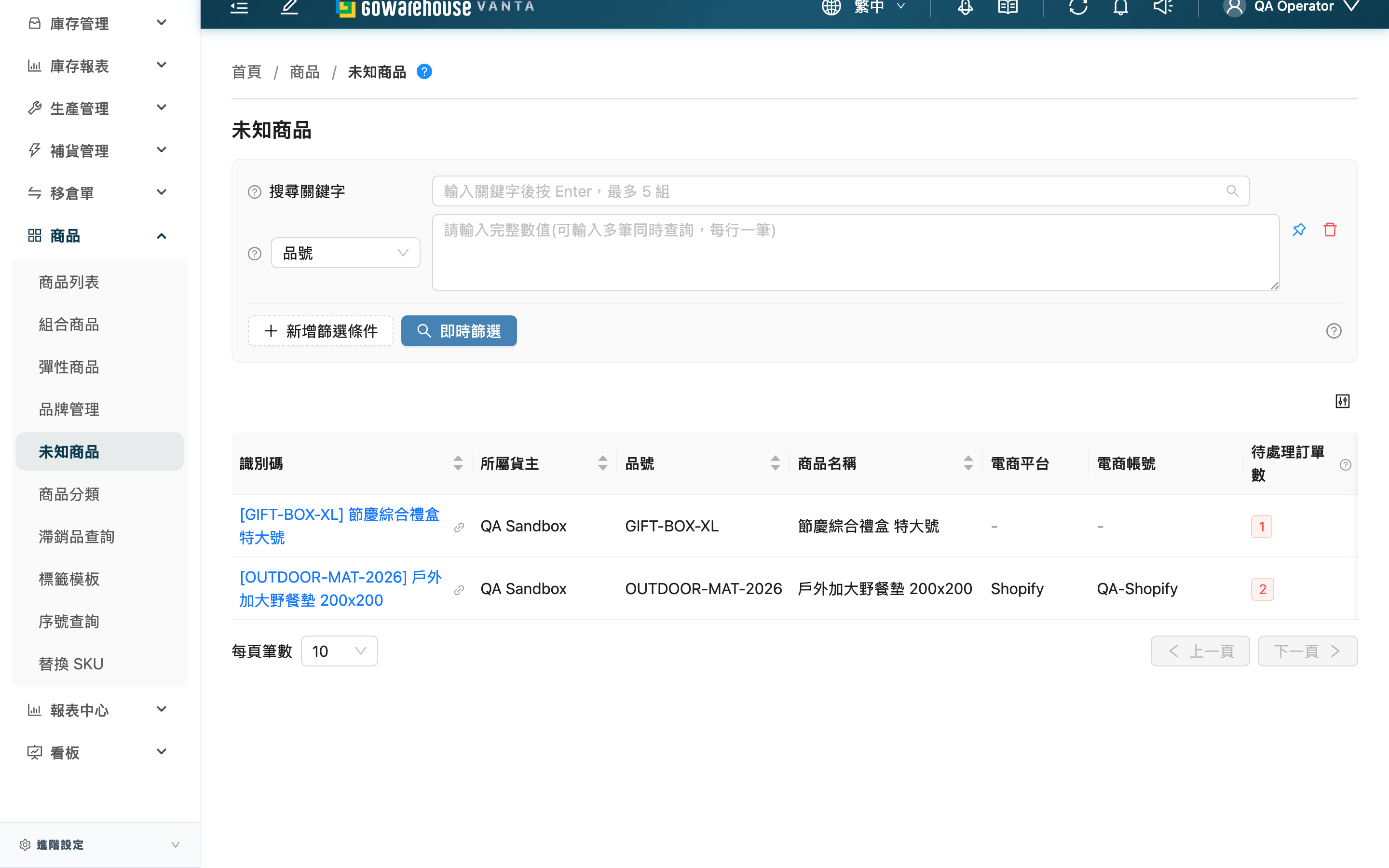 未知商品 - 頁面總覽